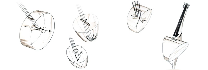 resonanzkörper saitenschwingungen handskizzen übertragungsarten instrument kontrabass saiteninstrument industrial design Jonadesign Jona Design Zürich